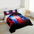 thumbnail image 3 of Manfei Red Blue Game Controller Full Size Comforter Sets, Teens Gamer Gaming Bedding Comforter Set, Neon Lightning Star Bedding Sets Breathable Home Decor, 3-Piece Reversible, 3 of 8