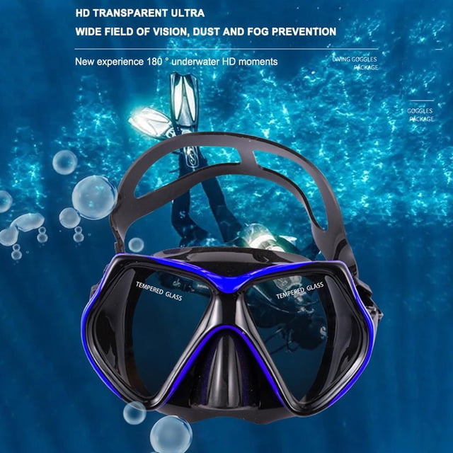 Máscaras de buceo Tubo de respiración de esnórquel Conjunto de gafas antivaho para adultos (Azul)