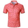 thumbnail image 1 of Birdeem Men Casual Button Short Sleeve Print Turndown Pullover T-Shirt Tops, 1 of 10