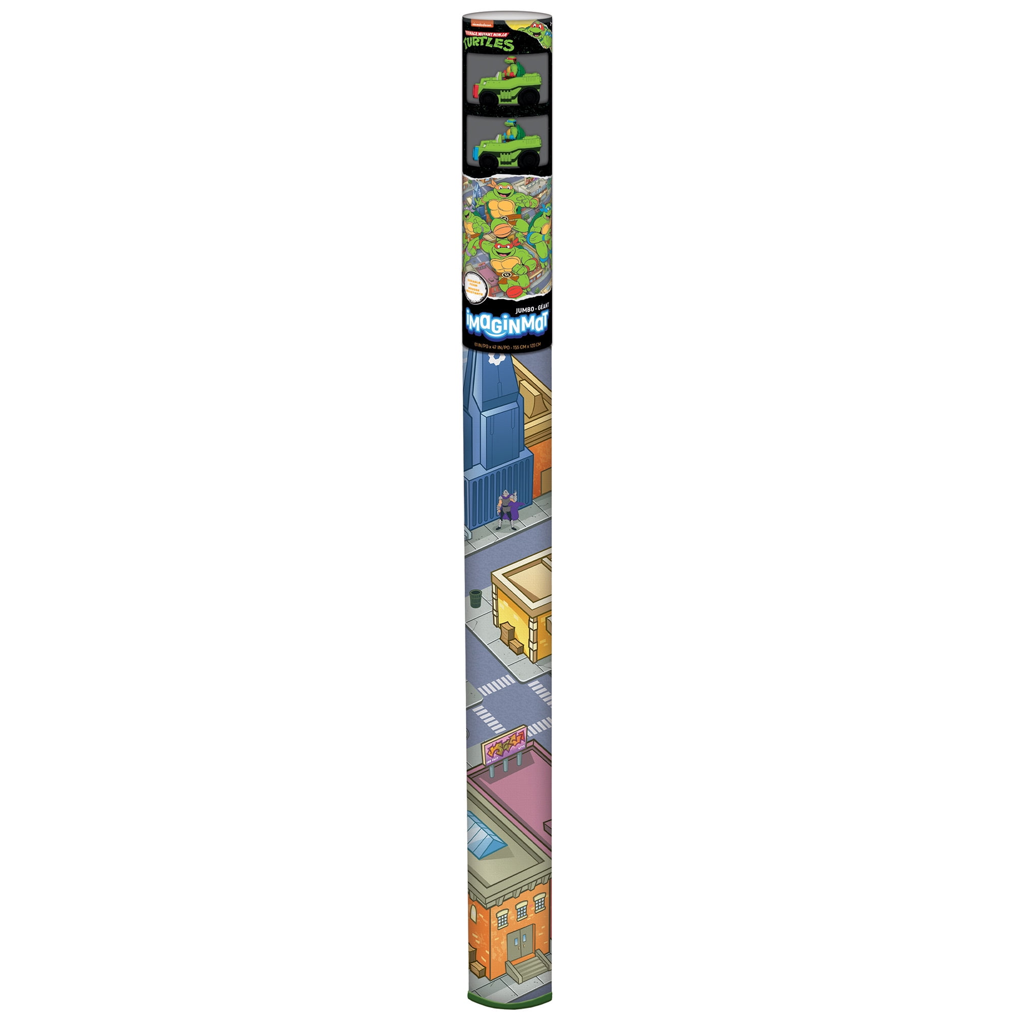 Imaginmat: Jumbo -TMNT - Floor Playmat & 2 Toy Cars, 47 x 61", 2 Character Vehicles, Durable EVA Foam Mat, Portable Design, Licensed, Kids Ages 3+