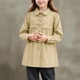 thumbnail image 2 of Tfken Coat For Girls Winter Fall Button Lightweight Coats Baggy Casual Warm Kids Classic Clothes Outerwear Size 2-3 Years Beige, 2 of 5