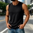 thumbnail image 2 of Men's Casual Sports Ice Silk Tank Top Sleeveless Crewneck Quick Dry Breathable Cooling Sun Protection T-Shirt Muscle Vest Summer Gym Workout Fashion Essential | JASKFLY,Black L, 2 of 9
