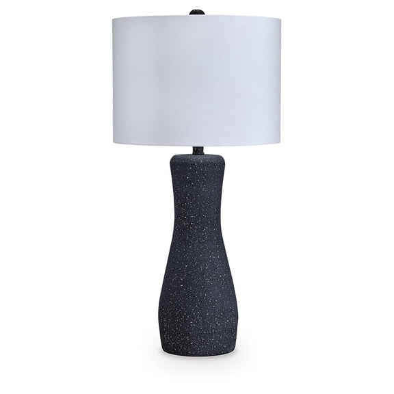 Signature Design by Ashley Maykins 33" Metal Table Lamp with Drum Shade, Black Textured Finish, 3-Way Switch
