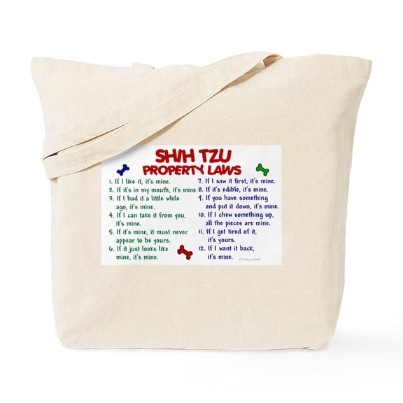 CafePress - Shih Tzu Property Laws 2 Tote Bag - Unisex Canvas Tote Bag, Beige, 1-Piece
