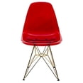 thumbnail image 2 of LeisureMod CR19TRG2 Chaise Latérale Eiffel Moulée avec Base Dorée - Rouge Transparent - Ensemble de 2, 2 of 5