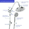 thumbnail image 6 of Ana Bath Dual Shower Heads with TWO FLEXIBLE/BENDABLE SHOWER ARM EXTENSIONS - 7" 2-in-1 Rainfall Shower + 10-Spray Settings Hand Showerhead w/Power Jet Clean and Pause Mode (Chrome), 6 of 9