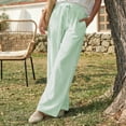thumbnail image 5 of Loose Pants for Women Plus Size New Women’s Striped Wide Leg Pants Elastic Waist Drawstring Palazzo Pants Loose Beach Vacation Pocket Casual Trousers, 5 of 9