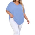 thumbnail image 6 of BSDJILFG 50% Plus Size Tops for Women Casual Short Sleeve Button V Neck Basic T Shirt Loose Sleep Pajama Lounge Tops S-5XL, 6 of 7