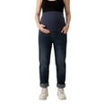 thumbnail image 4 of Gyujnb Over Belly Maternity Stretch Jeans Full Waist Classic Pockets Cuffed Ankle Slim Denim Pants Daily Casual Pregnancy Trousers,S, 4 of 4