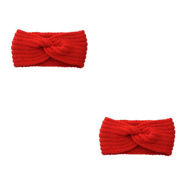stanreset Bandeau d'Hiver pour Femmes Tricoté Élastique Protège-Tête Chaud Épais Cache-Oreilles Style Simple Accessoires de Coiffure pour Femmes Rouge Rouge 2 Ensembles