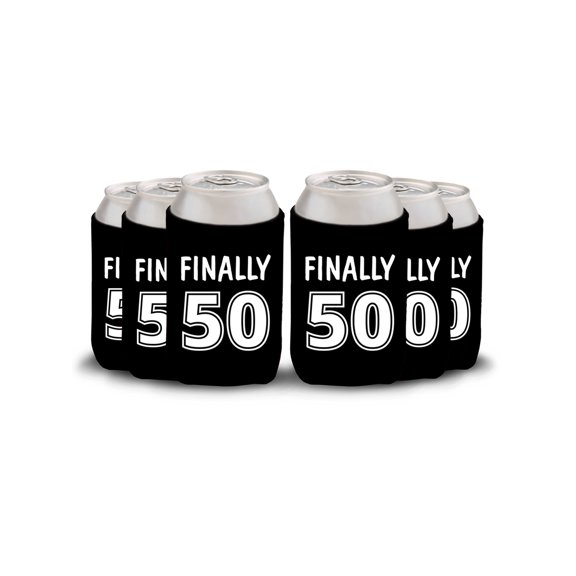 50th Birthday Party Can Coolie Finally 50 Party Coolie Birthday Party Supplies Party Bottle Holder Can Holder 50th Birthday Gifts