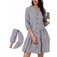 thumbnail image 2 of VESTIDO PLAID CUELLO EN V MANGA 3/4 A-LINE DE INSPIRE CHIC TALLA XL NEGRO BLANCO, 2 of 7