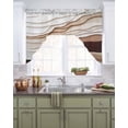 thumbnail image 2 of Abstract Wave Texture Swag Valance and Tier Curtains Set Vintage Earth Color Gradient Kitchen Curtains 3 Piece Set Rod Pocket Panels for Bedroom Cafe 56x36 inch, 2 of 6