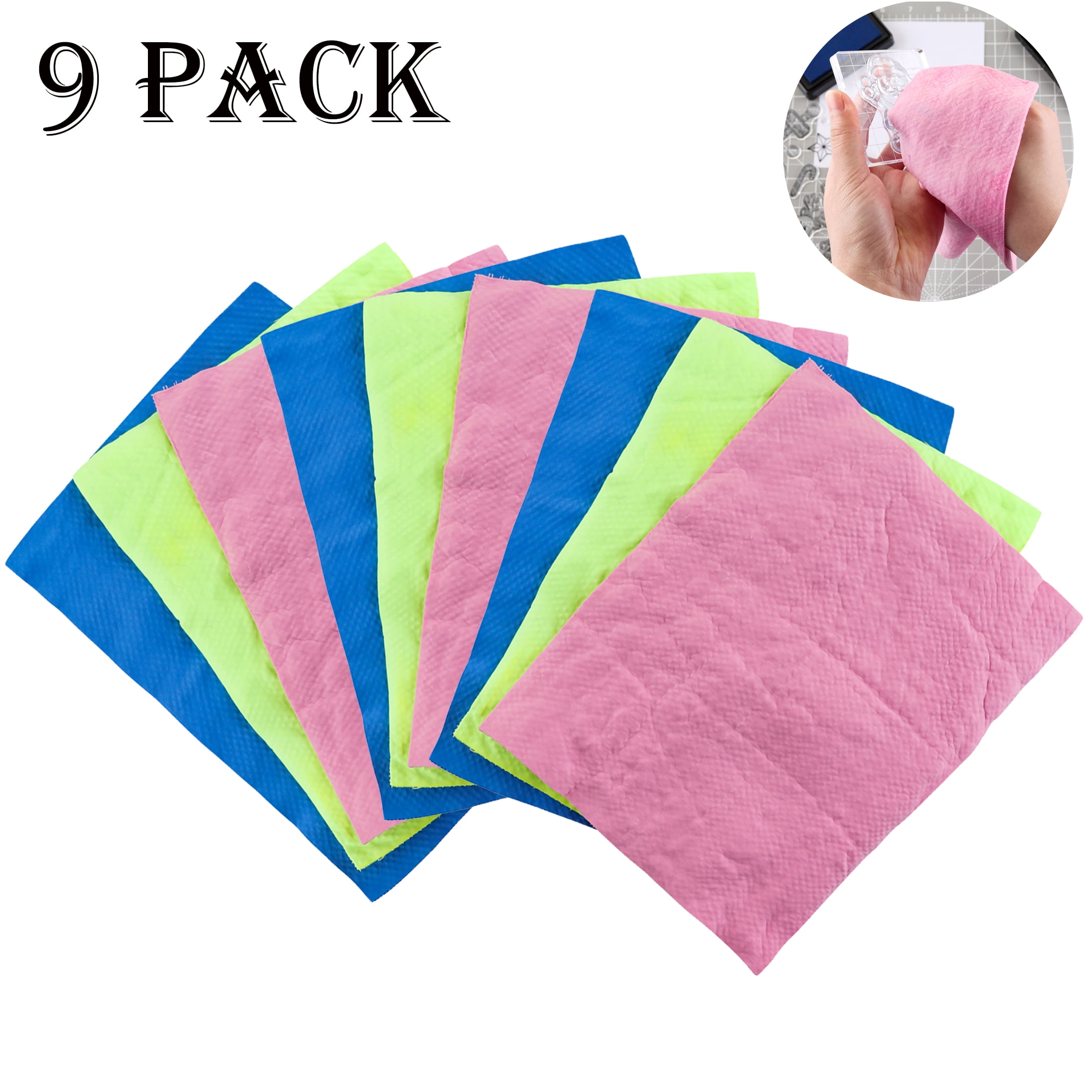 Briartw 9 PACK Stamp Shammy,3 Colors Stamp Cleaning Cloth,6x8inchSuede