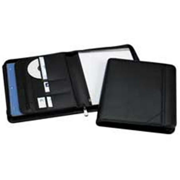 Zipper Pad Holder- Exterior Pocket- 2 CD-Card Pockets- Black