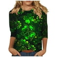 thumbnail image 2 of Xuyuer Womens 3/4 Sleeve St. Patrick's Day T-Shirts Crew Neck Spring Graphic Tee Tops Cute Tunic Tops Basic Tees Blouses Business Work Casual Tee Top Printed Graphic Tee Tops, 2 of 5