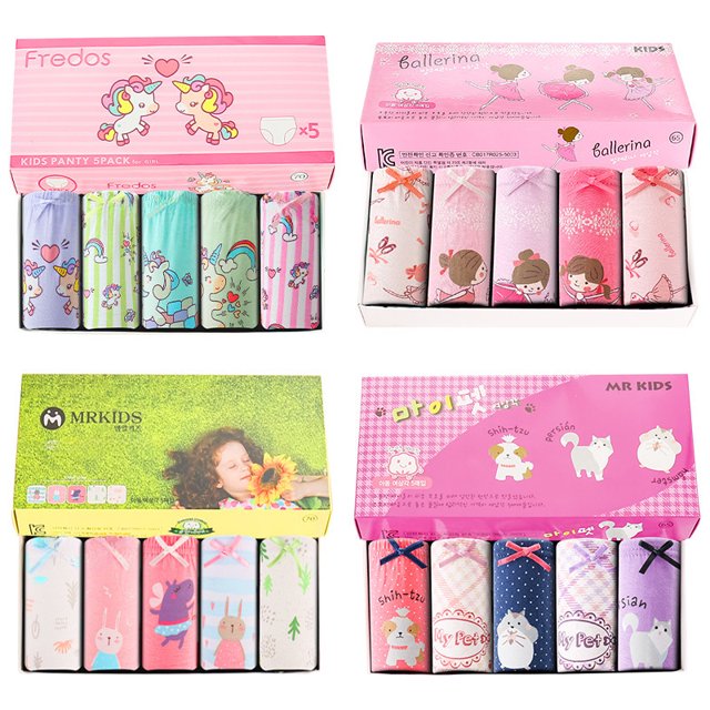 Ropa interior de algodón para niños, calzoncillos con dibujos animados en caja, pantalones cortos para bebés, ropa interior para niñas, pantalones grandes para niños