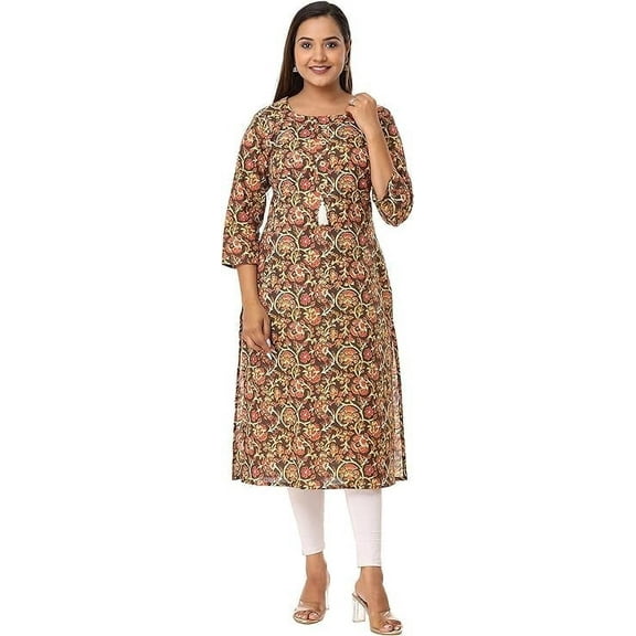 VIHAAN IMPEX Floral Printed Casual Kurta Chemise, Women's XL