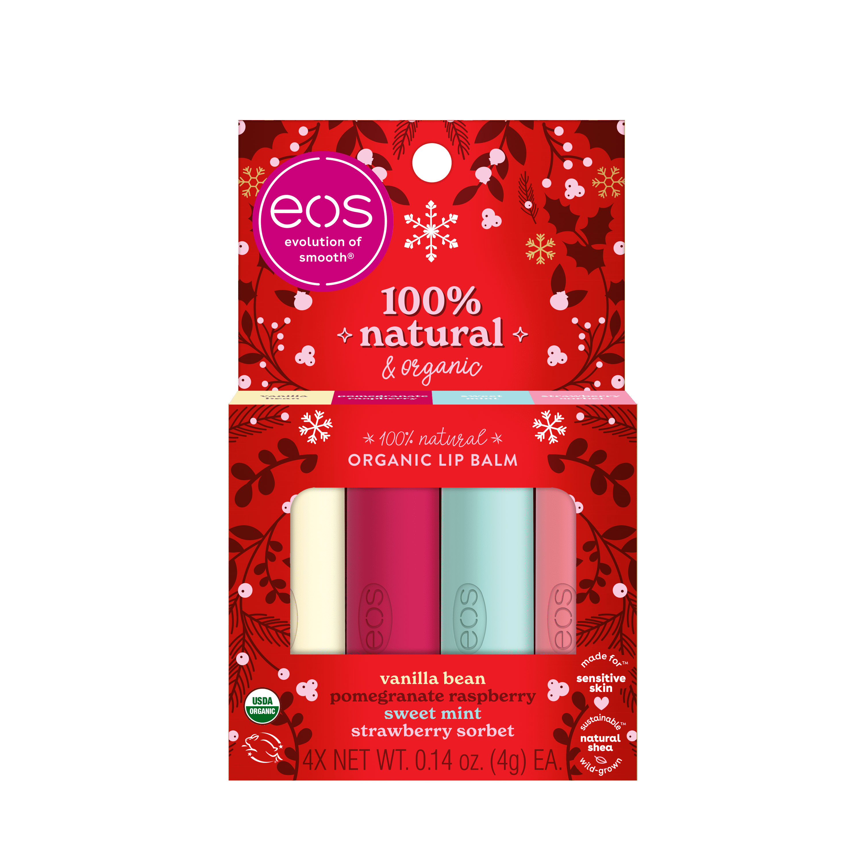 eos Limited Edition Holiday Lip Balm Variety Pack, 100 Natural & Organic, AllDay Moisture