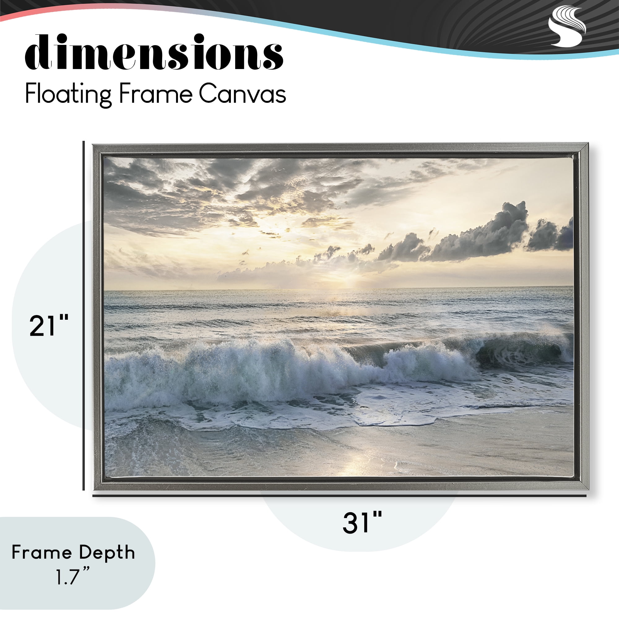 Stupell Industries Sunset Foam Along Shoreline Gray Framed Floater Canvas Wall Art, design by Mike Calascibetta