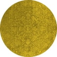 thumbnail image 1 of Ahgly Company Machine Washable Indoor Round Oriental Yellow Industrial Area Rugs, 5' Round, 1 of 4