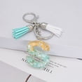 thumbnail image 2 of **"Green Tassel Acrylic Keychain with Crystal Drop & Gold Foil - Thickened Pendant for Bag, Jewelry, Backpack - Clear Pattern Design"**, 2 of 9
