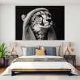 thumbnail image 4 of Mudket Framed White Cheetah with Towel Canvas Wall Art, Monochrome Leopard Print Wall Decor, Modern Animal Wall Art Ready to Hang - 12"L x 8"W, 4 of 10
