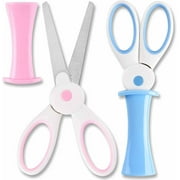 ATO-DJCX Kid Craft Scissors, Toddler Safety Scissors, 5.2 Inch Small Blunt Tip Training Scissors for School Preschool Student Children Bunny Design 2 Pack