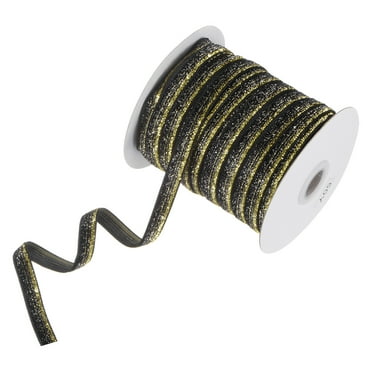 Uxcell Metallic Glitters Velvet Ribbon,3/8 Inch x 50 Yards for Crafts/Gift Wrapping Ribbon Bows[Black Gold]