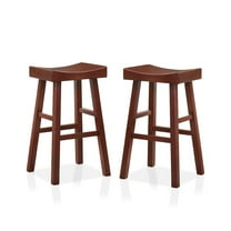 Furniture of America Epping Wood Saddle Stool in Dark Cherry (Set of 2)