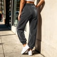 thumbnail image 6 of JOANKDMI Velour Joggers for Women Sweatpants Buttery Soft Thermal Baggy Tapered Cuffed Ankle Elastic Drawstring Waist with Pockets for Winter Lounge Athletic Track Pants, 6 of 7