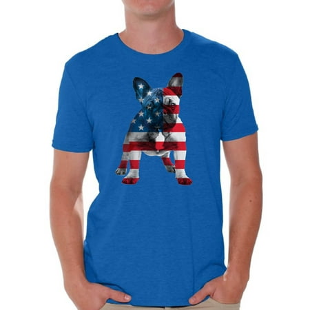 Bulldog Tee Shirts Awkward Styles Men's USA Flag French Bulldog Cute Graphic T-shirt Tops 4th Of July Party Pet Lover ()