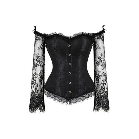 

Pybcvrrd Corsets for Women Princess Renaissance Corset Lace Ruched Sleeves Elegant Overbust