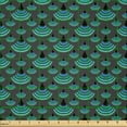 thumbnail image 2 of Ambesonne Geometric Fabric by the Yard Microfiber, Trippy Half Circles, 3 Yards, Jade Green Charcoal Grey, 2 of 2