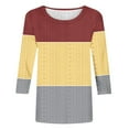 thumbnail image 3 of XuJwPNcy 3/4 Length Sleeve Womens Tops Casual Loose Crew Neck Hollow out T Shirts Summer Color Block Basic Tees, 3 of 3
