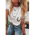 thumbnail image 3 of Women's White RODEO Horseshoe Embroidered Patch Pocket T-Shirt - Trendy Casual Tee | [ZhiHiMeRi] | (US 12-14)L, 3 of 12