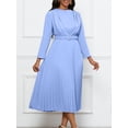 thumbnail image 3 of AURA Plus Size Autumn Pleated A Line Commuter Dress Elegant High Waist Midi OL Dress XL XXXL, 3 of 10