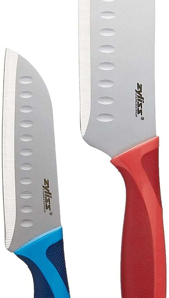 Zyliss 3-Piece Mini Santoku Knife Set with Sheath Covers, Stainless Steel