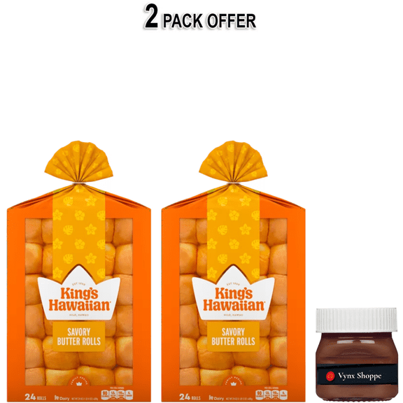 King's Hawaiian Savory Butter Dinner Rolls 24 Count, 24 oz, Shelf-Stable