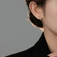 thumbnail image 3 of Airokiy Silver Chunky Stud Earrings for Women, Trendy Gold Plated Hypoallergenic Half Hoop Huggie Earrings, 3 of 6