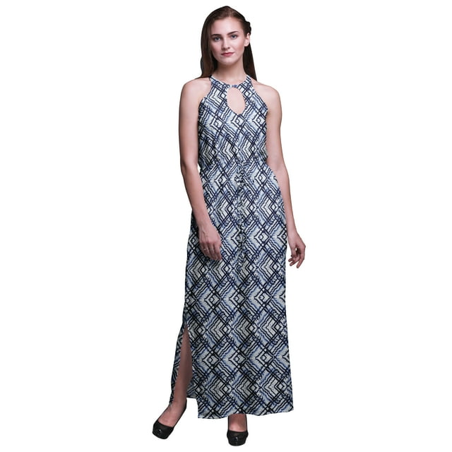 Bimba Robe Longue Sans Manches à Col Rond avec Fentes Latérales pour Femmes Tie-Dye-TTG