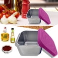 thumbnail image 1 of 1PC Stainless Steel Cutlery Set Snack Box Leakproof Small Food Containers With Silicone Lids Stackable Snack Pots For Kids Stainless Steel Snack Containers Lunch Box For Kids School Pink, 1 of 9