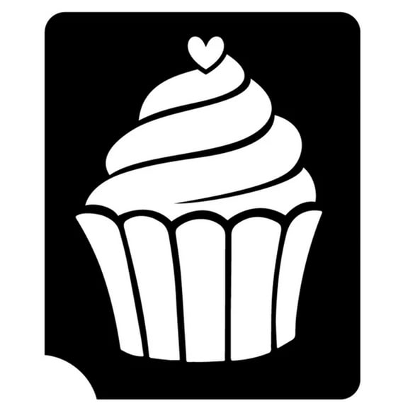 Art Factory Glitter Tattoo Stencil - Cupcake (5/pack), Temporary Tattoo Template for Kids Adults, Face Paint Stencil Body Art Stencil, Cupcake Stencil for Face Painting, Party, Festival, 2'' x 2.45''