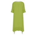thumbnail image 6 of 3/4 Sleeve Shirt Dress for Women Round Neck Oversized Fake 2 Pieces Tops Asymmetric Loose Comfy Casual Spring Summer Dress Green,XXXL, 6 of 6