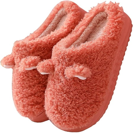 

CoCopeaunt Women Slippers Cute Ears Warm Plush Faux Fur Bedroom Slide Winter Memory Foam Shoes