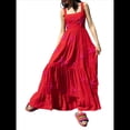 thumbnail image 1 of Vestido Bohemio de Verano para Mujer, Bordado, Sin Mangas, Fruncido, Holgado, para Playa y Vacaciones Rojo M, 1 of 8