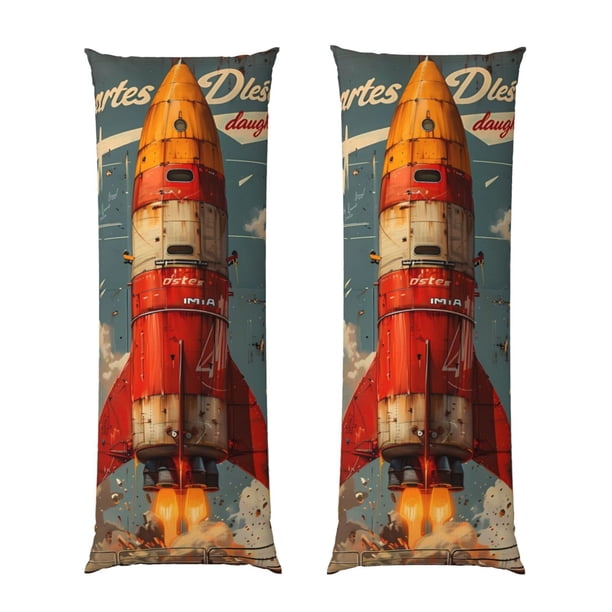 Balery Rusty Rocket Launch Funda Protectora para Almohada Corporal de Algodón Hipoalergénico con Cierre(55 x 21 pulgadas), Almohadas No Incluidas