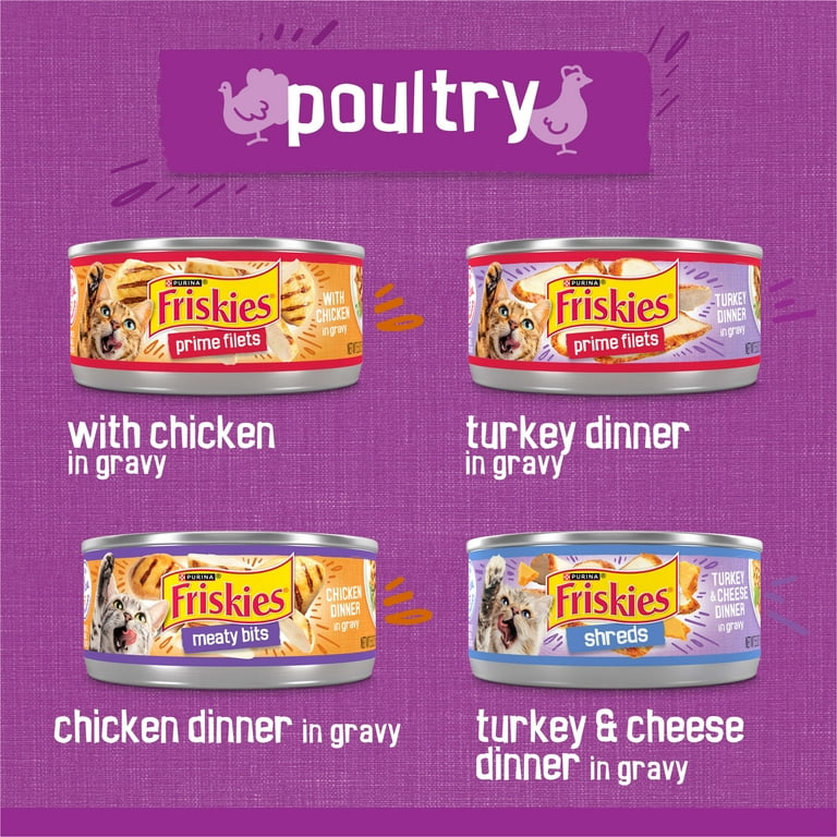 Purina Friskies Gravy Poultry Meaty Bits and Filets Wet Cat Food 5.5 oz Cans 32 Pack