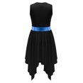 thumbnail image 2 of ranrann Girls Sleeveless Color Block Asymmetrical Lyrical Praise Dance Dress Modern Contemporary Blue&Black 14, 2 of 6