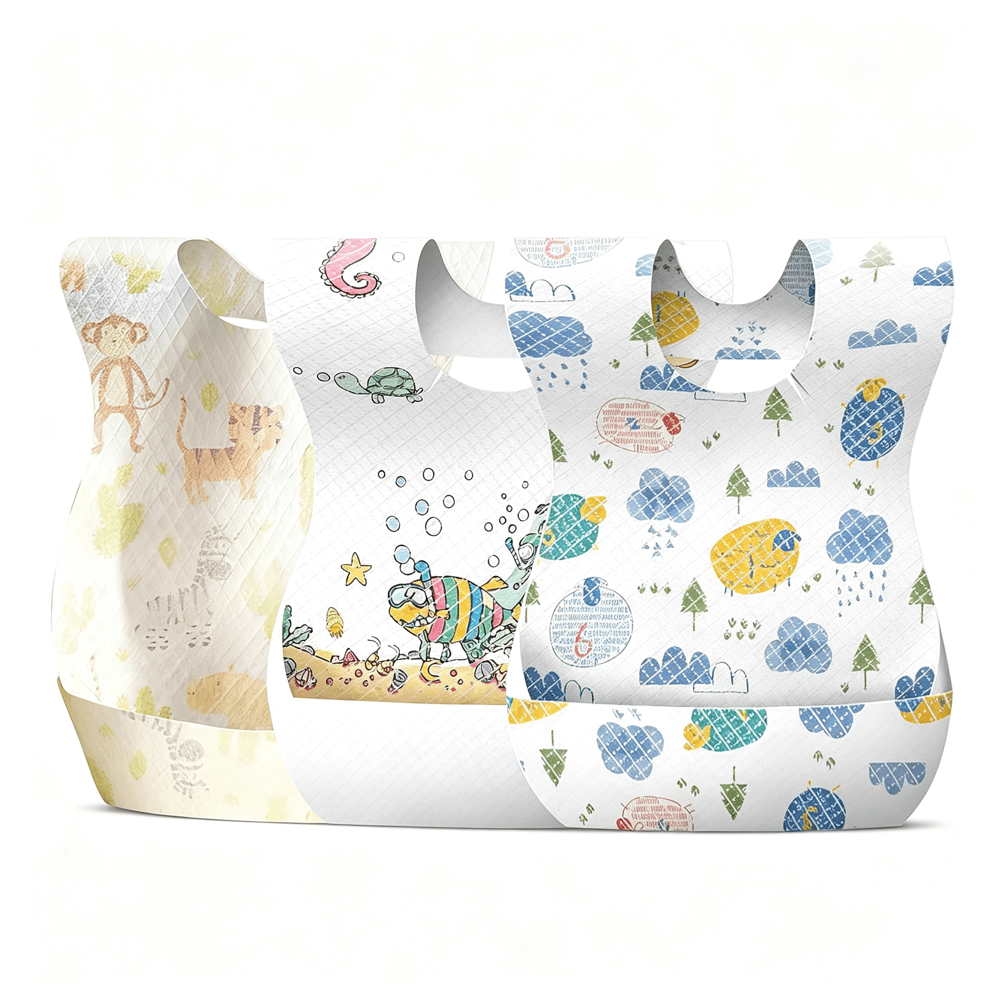 TELOLY 30/60Pcs Baby Disposable Bibs-Individually Packaged Soft Leak Proof and Convenient Disposable Bibs for Toddlers Baby Bibs for Eating